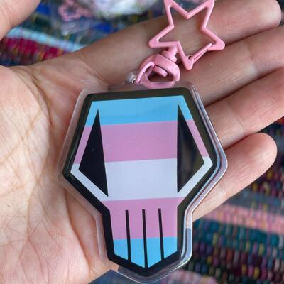 Bakugou trans skull keychain! (double sided)