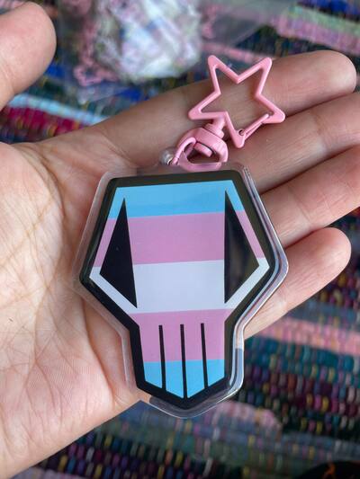 Bakugou Trans Skull Keychain! (Double Sided)