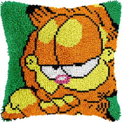 Cartoon cat pillow cushion cover rug making latch hooking kit (43x43cm blank canvas)