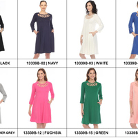 White Mark Women's Crisscross Neckline Relaxed Dress, Sizes S-XL - Thumbnail 2