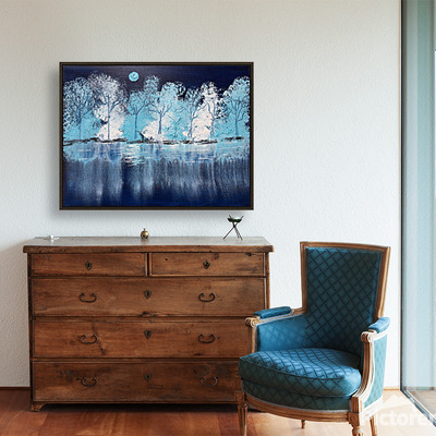 Winter at blue moon lake art print