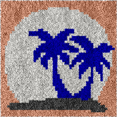 Children's rug making latch hooking kit (30x30cm) | coconut trees