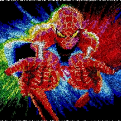 Rug making latch hooking kit (60x40cm printed canvas) | super hero