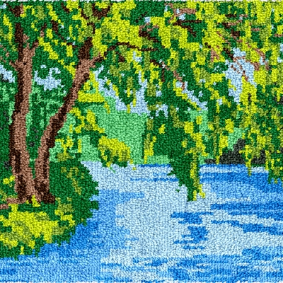 Rug making latch hooking kit (60x40cm printed canvas) | spring landscape