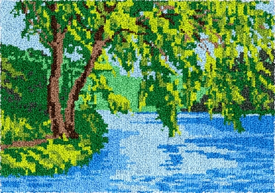 Rug Making Latch Hooking Kit (60x40cm Printed canvas) | Spring Landscape