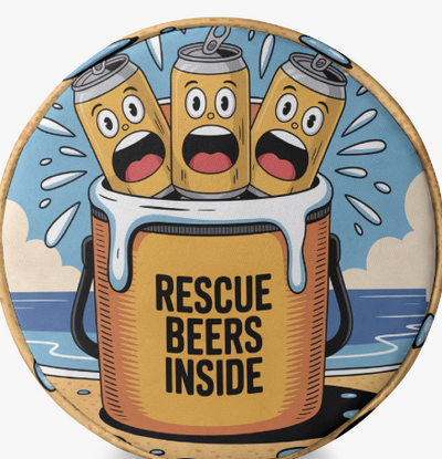 *Rescue Beers Inside, Funny | Soft Insulated Cooler | Humorous Cartoon Design | Free Ship 