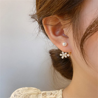 Fashion Sweet Flower Pearl Stud Earrings For Women  - Thumbnail 3