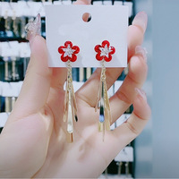 Luxury Crystal Flower Tassel Drop Earrings for Women? - Thumbnail 3