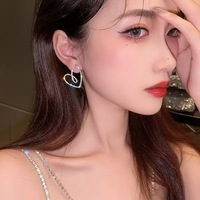 Fashion Shining Hollow out Heart Earrings for women girls jewelry gift - Thumbnail 1