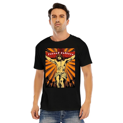 Black short sleeve o neck unisex  jesus on cross pop art 