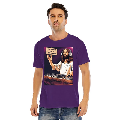 Purple Jesus Music DJ Pop Art Unisex Short Sleeve O neck T-shirt 