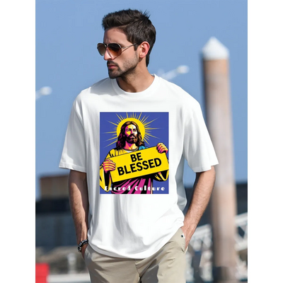 Be blessed white unisex short sleeve o -neck pop art short sleeve o -neck t-shirt 