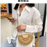 High quality Bamboo weaving Female Beach Bag  Woman Beaded Shoulder Crossbody Bags - Thumbnail 2