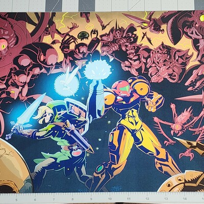 Zelda x metroid - 11"x17" collab art print