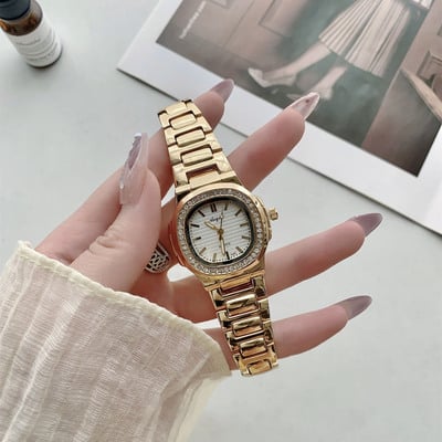 Women elegant rhinestone watches stainless steel strap ladies quartz wristwatch