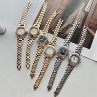 Women Elegant Rhinestone Watches Stainless Steel Strap Ladies Quartz Wristwatch - Thumbnail 1