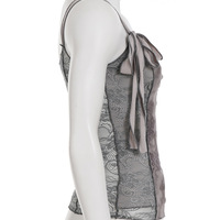 Vintage floral print sexy lace-up vest - Thumbnail 3