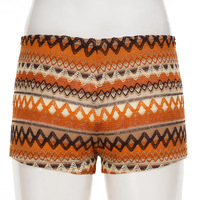 Bohemian holiday style colorful striped knitted shorts - Thumbnail 1
