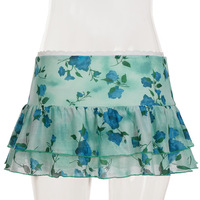Small fresh printed mesh low waist cake skirt - Thumbnail 4