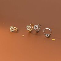 Fashion Little Heart Crystal Hoop Earrings For Women Girls  - Thumbnail 3