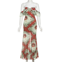 Fashion Print Sexy One-shoulder Dress - Thumbnail 3
