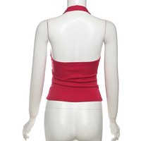 Solid Color Slim Street Fashion Halter Neck Backless Vest - Thumbnail 1