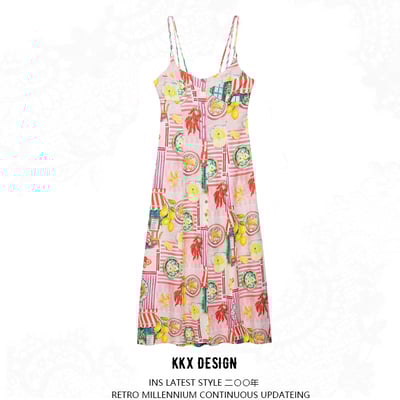 Linen blend patchwork printed midi dress
