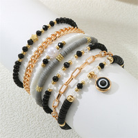 Multi piece Bracelet Pearl Handmade Beaded Women's Bohemian Fashion Peach Heart Bracelet - Thumbnail 6