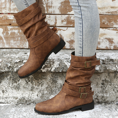 Women casual round headed knight boots