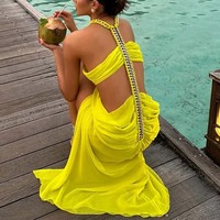 women's backless sexy beach vacation dress - Thumbnail 2