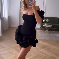 Women Elegant Floral One Shoulder Dress - Thumbnail 2