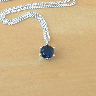 925 sapphire (lab created) pendant & 18" chain/sapphire jewelry/silver sapphire necklace/sapphire pendant/september birthstone jewellery/925 necklace
