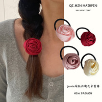 2pcs Rose Hair Tie Sweet Headdress Hair Accessories Elastic Hair Bands  - Thumbnail 1