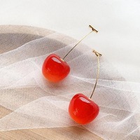 Sweet Red Cherry Pendant Earrings  - Thumbnail 3