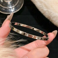 Luxury Titanium Steel Gold Silver Color Bangles for Women Girls  - Thumbnail 4