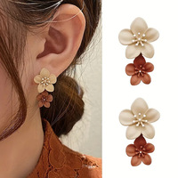 Vintage Sweet Large Flower Earrings for Women Girls - Thumbnail 1