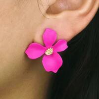 8 Colors Sweet Flower Earrings For Women - Thumbnail 6