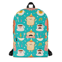 Women Cute Backpack Green Breakfast Parade - Thumbnail 3