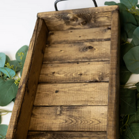 Short Wood Tray | Distressed & Walnut Finishes  - Thumbnail 1