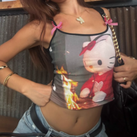 Retro cartoon pattern hot girl camisole - Thumbnail 2