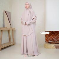 Rawda Abaya Jersey Set French Khimar - Eid Abaya Set, Modest Dress for Women, Muslim Outfit for Ramadan, Umrah Khimar Set, Umrah Hajj dreses - Thumbnail 2