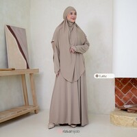 Rawda Abaya Jersey Set French Khimar - Eid Abaya Set, Modest Dress for Women, Muslim Outfit for Ramadan, Umrah Khimar Set, Umrah Hajj dreses - Thumbnail 3