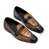 Crafted Leather Handmade Men Brown Crocodile/Alligator Leather Dress Shoes - Thumbnail 4