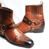 Crafted Leather Handmade Men Brown Crocodile Leather Alligator Strap Jodhpur Boot - Thumbnail 1