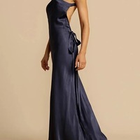 Navy evening dress,backless party dress, Sexy mermaid party dress - Thumbnail 3
