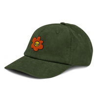 Sketchy Floral embroidered corduroy hat - Thumbnail 4