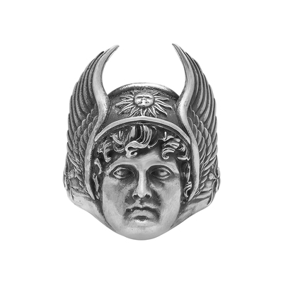 Solid sterling silver greek mythology god ring