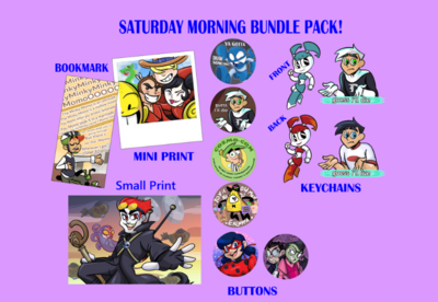 Saturday Morning Cartoon Bundle (Charms, buttons, prints, bookmark)