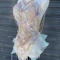 Purple Rhinestone Shiny Mermaid Swimsuit Performance Costume - Thumbnail 1