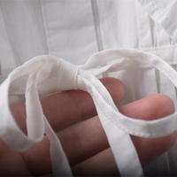 Ruffled baby collar shirt with bow, loose pure cotton top - Thumbnail 5